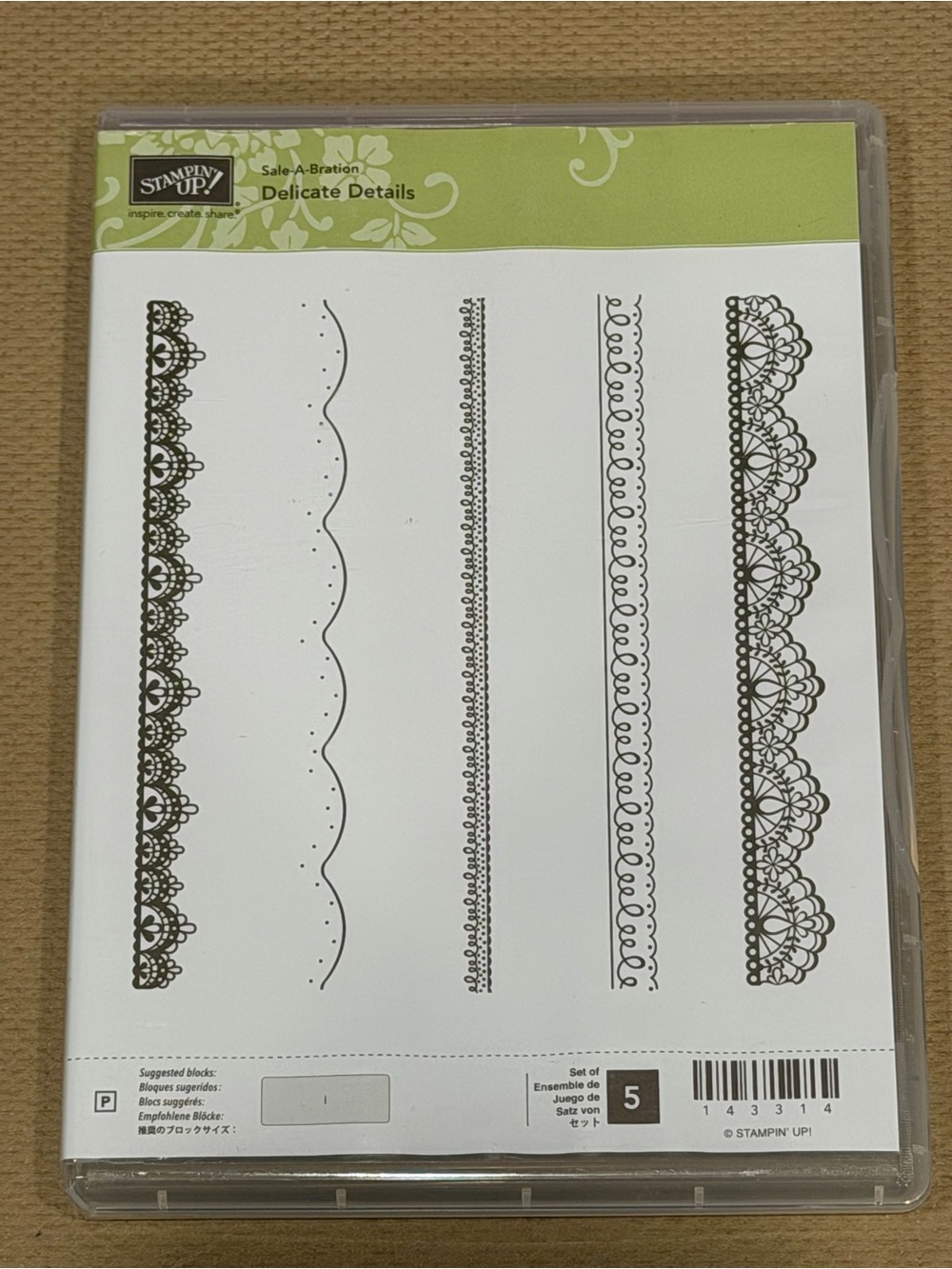 Stampin' Up! Delicate Details Border Stamp Set - Green & Black